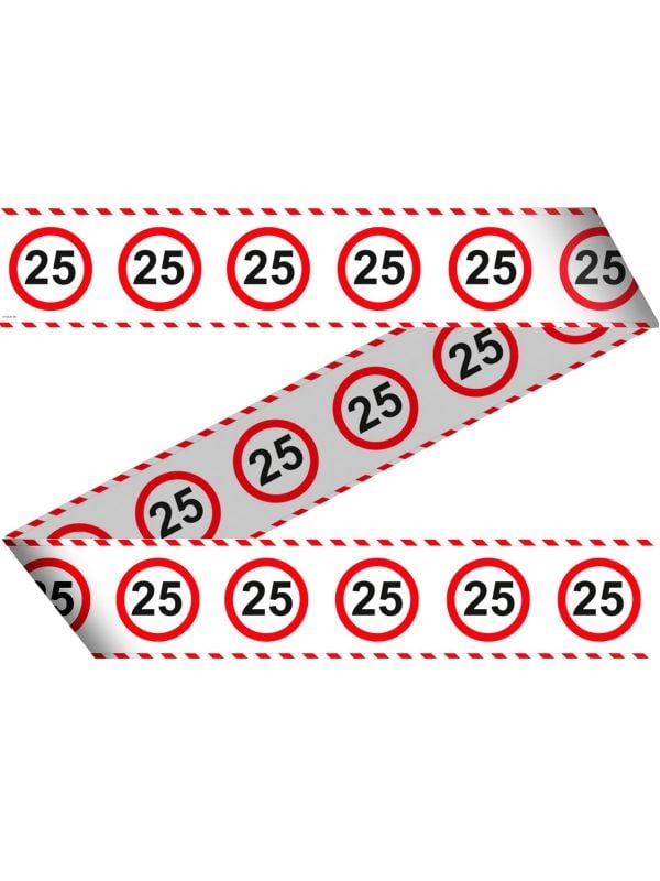 Afzetlint 25 jaar verkeersbord wit