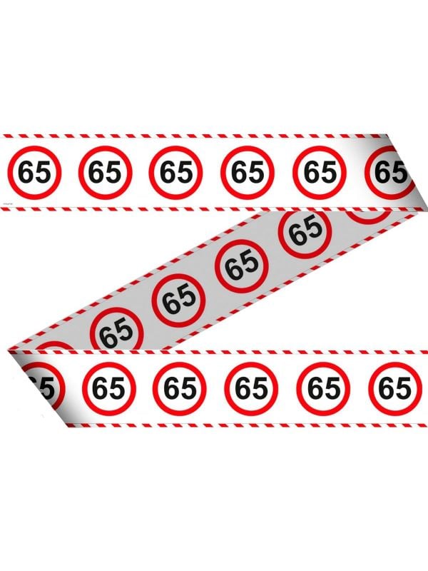 Afzetlint 65 jaar verkeersbord wit