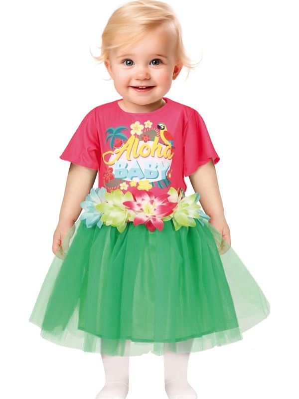 Aloha Exotische Babyjurk in Roze en Groen