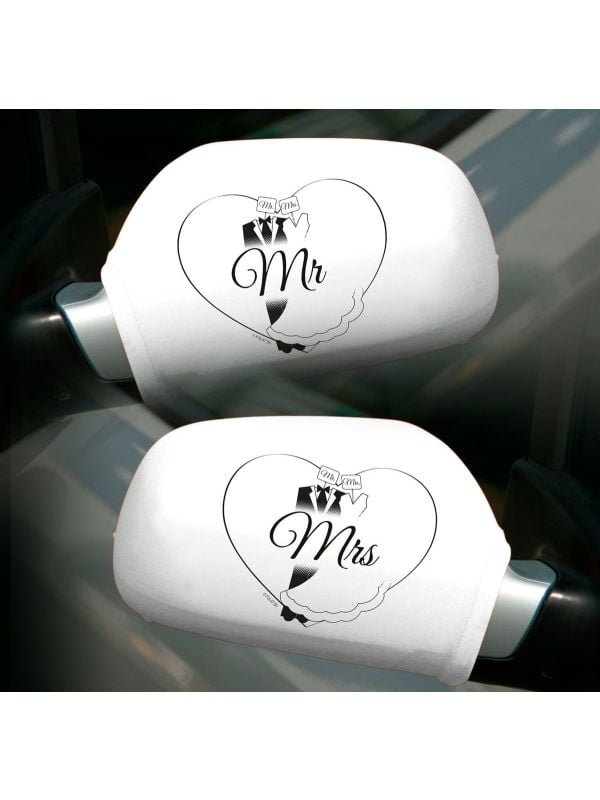 Autospiegelhoezen bruiloft mr mrs 2 stuks main product photo
