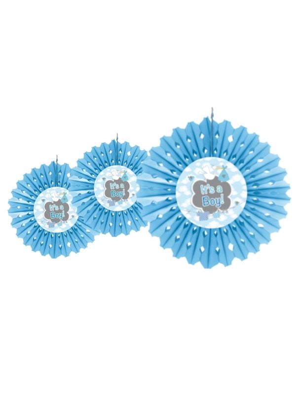 Baby blauwe honingraat waaier decoratie