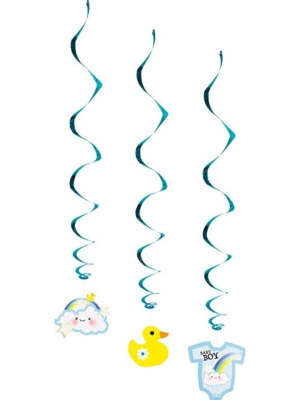 Baby boy babyshower decoratie swirls