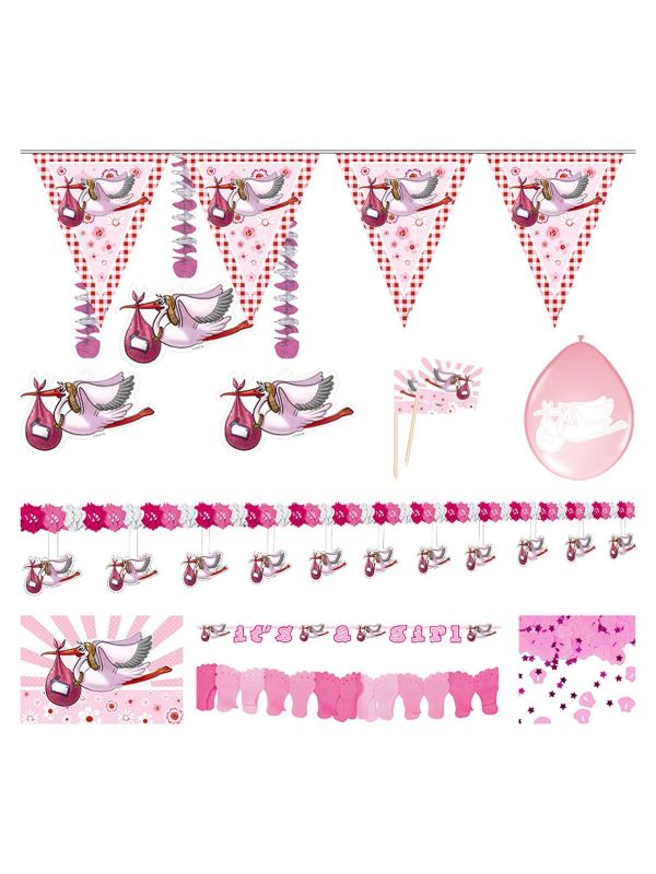 Babyshower meisje geboorte decoratie pakket