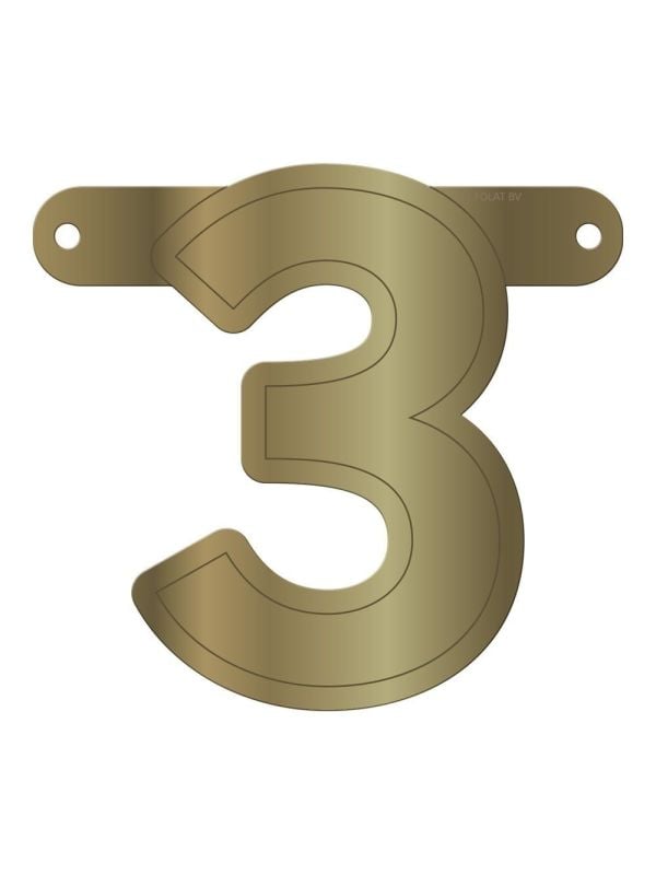 Banner cijfer 3 metallic goud main product photo