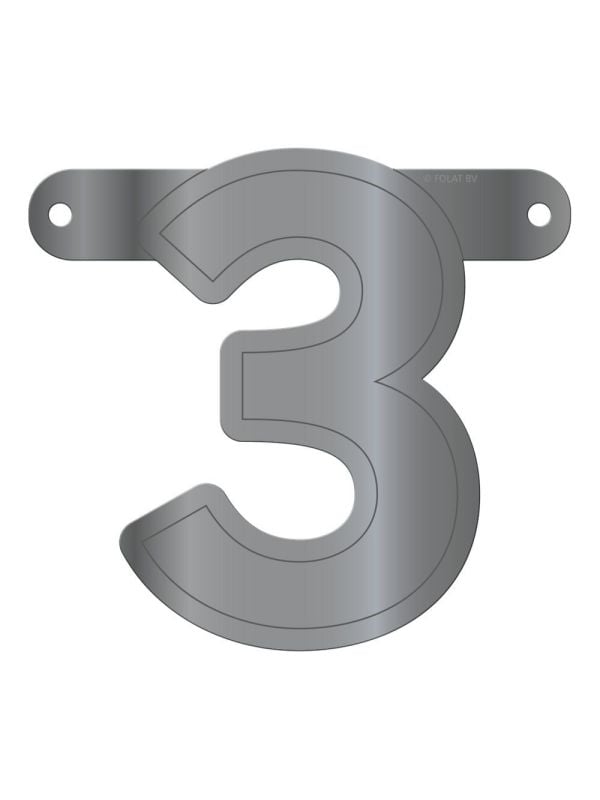 Banner cijfer 3 metallic zilver main product photo