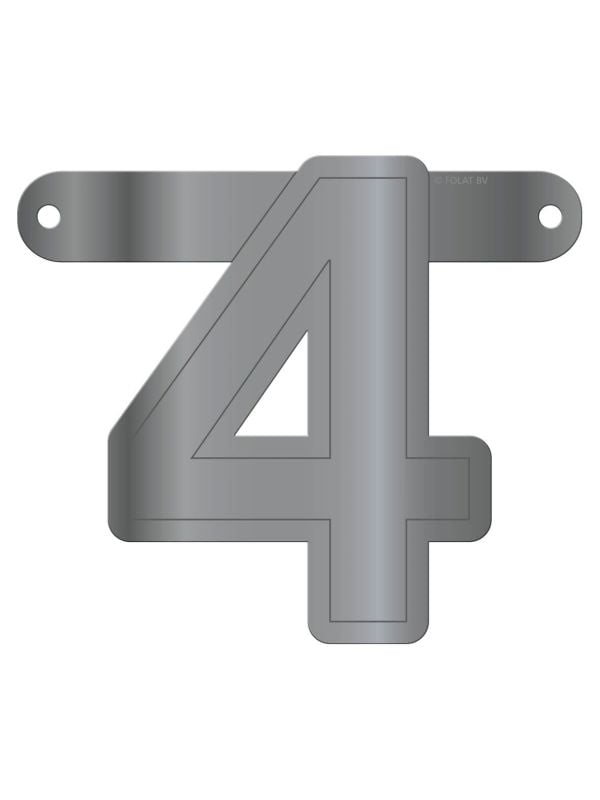 Banner cijfer 4 metallic zilver main product photo