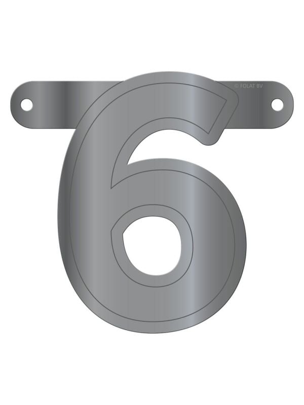 Banner cijfer 6 metallic zilver main product photo
