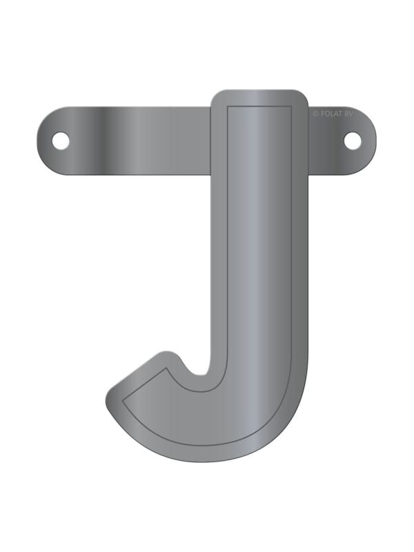 Banner letter J metallic zilver main product photo