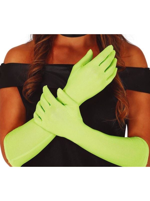 Basic lange handschoenen neon groen