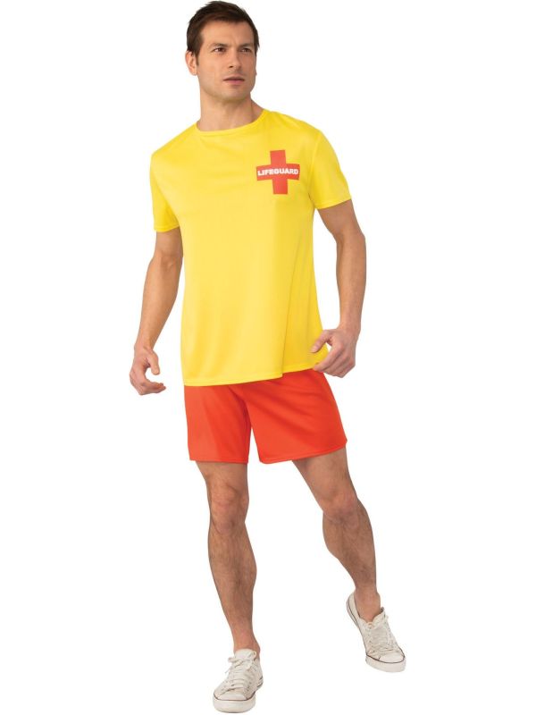 Baywatch Lifeguard Kostuum Geel Rood