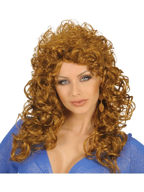 Beauty krullen pruik bruin