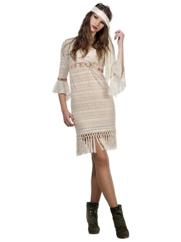 beige jaren 60 hippie kostuum main product photo