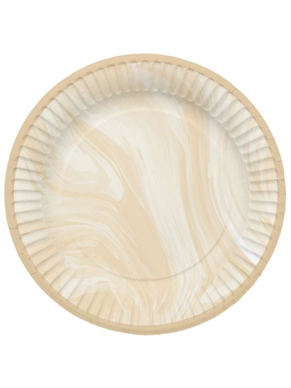 Beige marmer feestbordjes 8 stuks