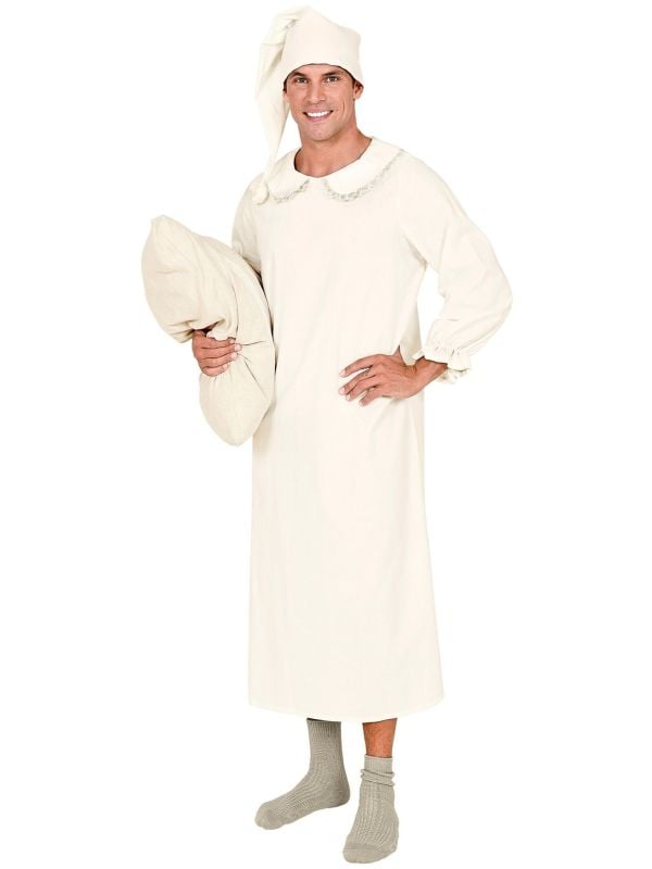 Beige vintage slaap outfit volwassenen