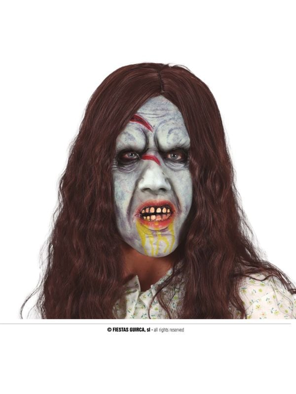 Bezeten meisje met haar masker latex halloween