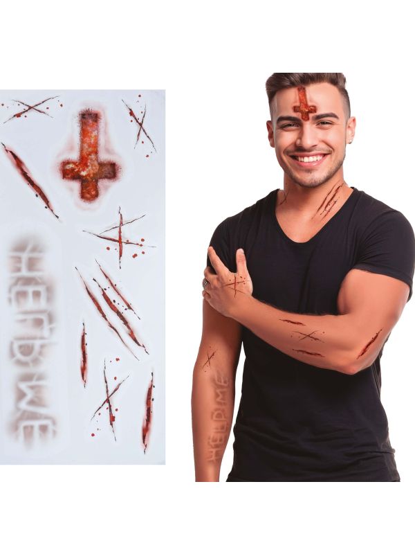 Bezeten wond tattoos halloween 30 x 14 cm