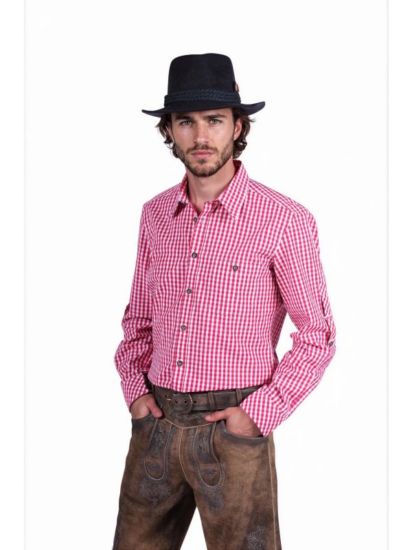 Bierfeest Blouse Rood Wit Geruit Heren