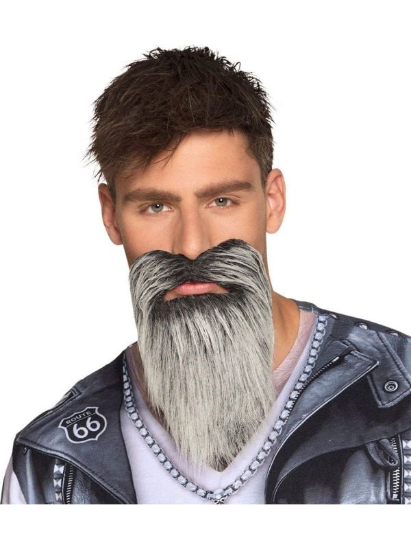 Biker baard grijs