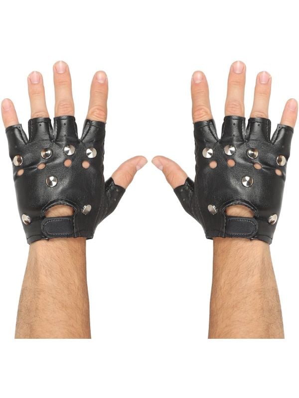Biker handschoenen lederlook