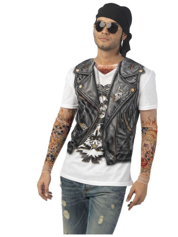 Biker shirt met tatoeages main product photo