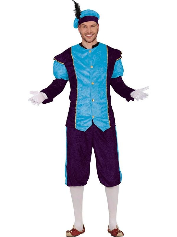 Blauw paarse pietenkostuum volwassenen