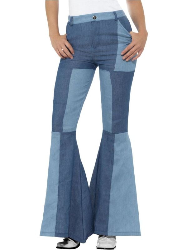 Blauwe 70s vrouwen broek wijd main product photo
