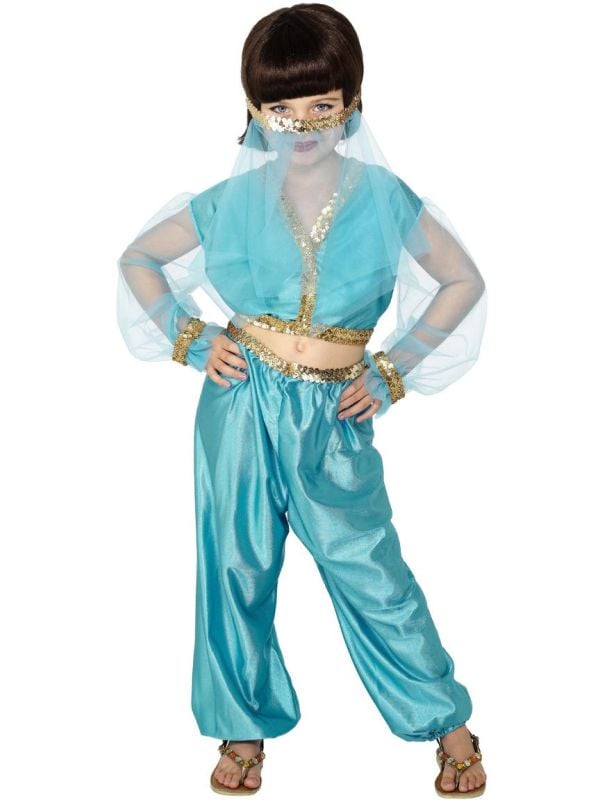 Blauwe arabische prinses kostuum