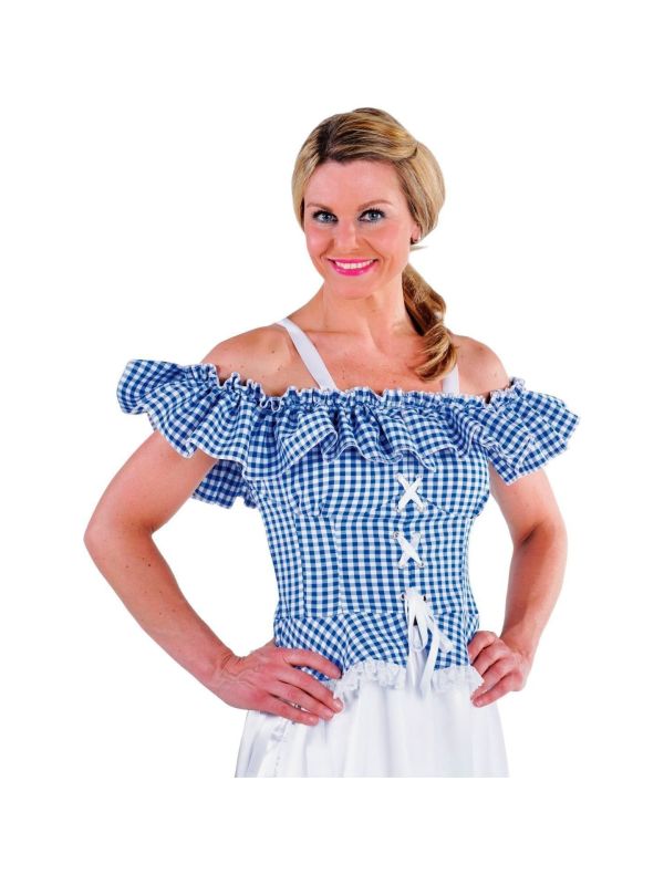 Blauwe carmen blouse vrouwen main product photo