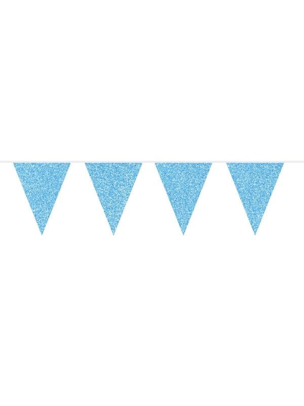 Blauwe glitter vlaggenlijn 6 meter