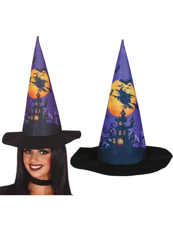 Blauwe halloween heksenhoed main product photo