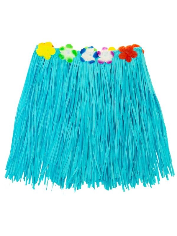 Blauwe Hawaii Minirok met Bloemenriem