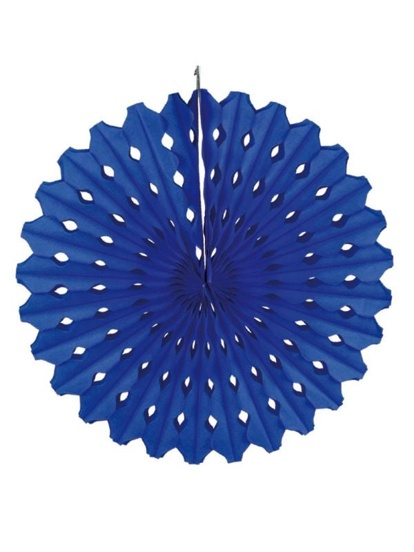 Blauwe honingraat waaier decoratie
