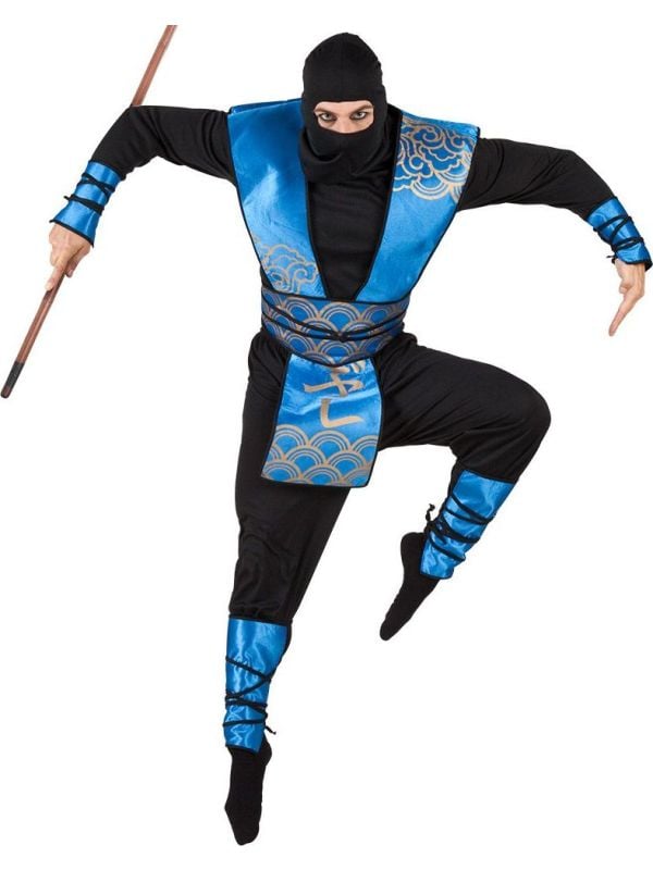 Blauwe ninja krijger outfit mannen