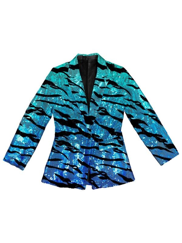 Blauwe tijgerprint pailletten colbert vrouwen