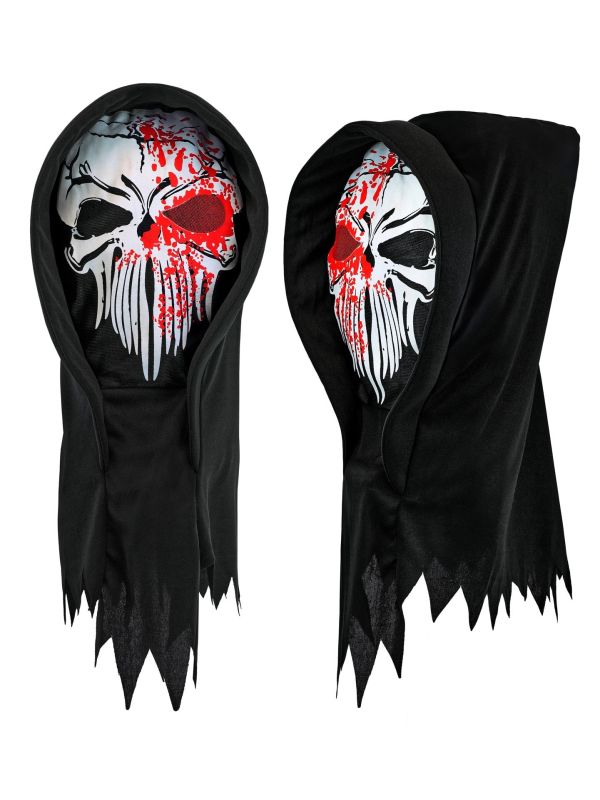 Bloederig Griezel Skelet Masker met Kap