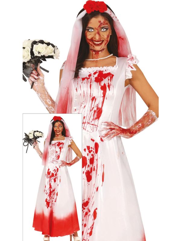Bloederige bruid jurk halloween dames