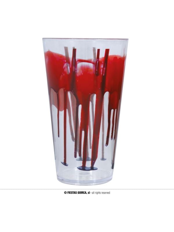Bloederige drinkbeker transparant 15 cm halloween