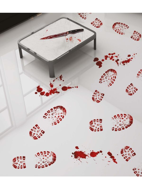 Bloederige schoenafdruk stickers 25 x 70 cm halloween