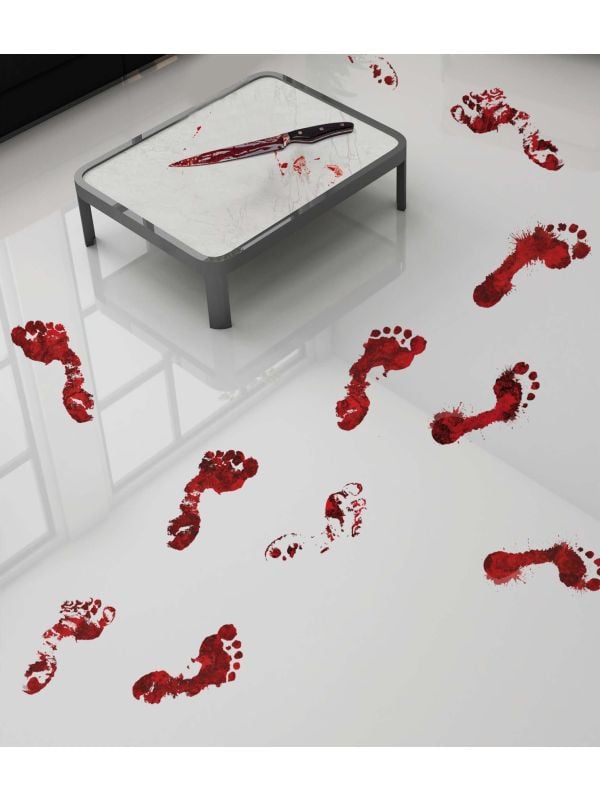 Bloederige voetstappen stickers 25 x 70 cm halloween