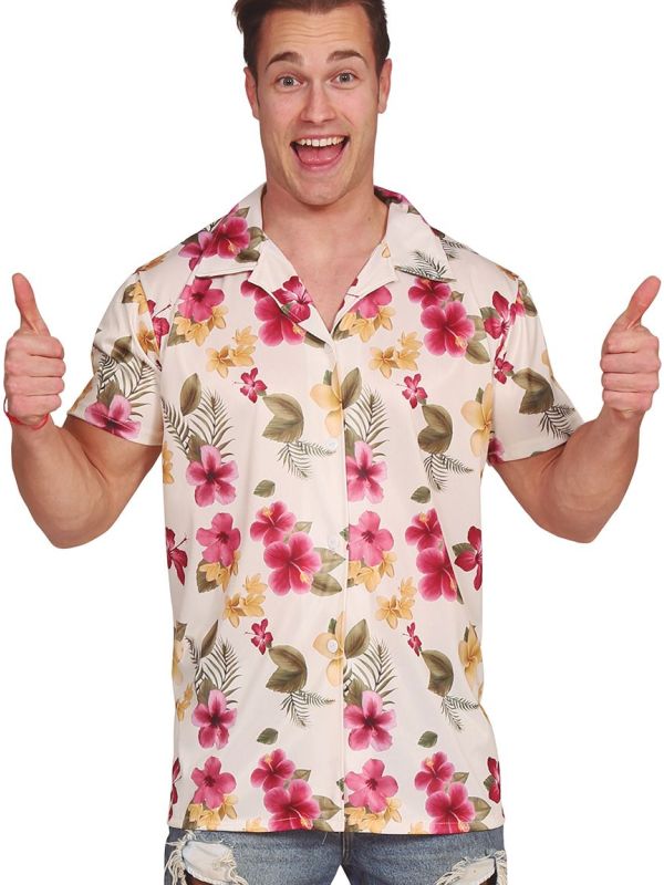 Bloemenprint Hawaïshirt in Zachtroze Tint main product photo