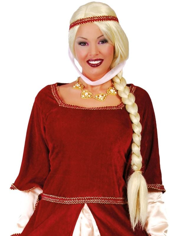 Blonde pruik met lange vlecht main product photo