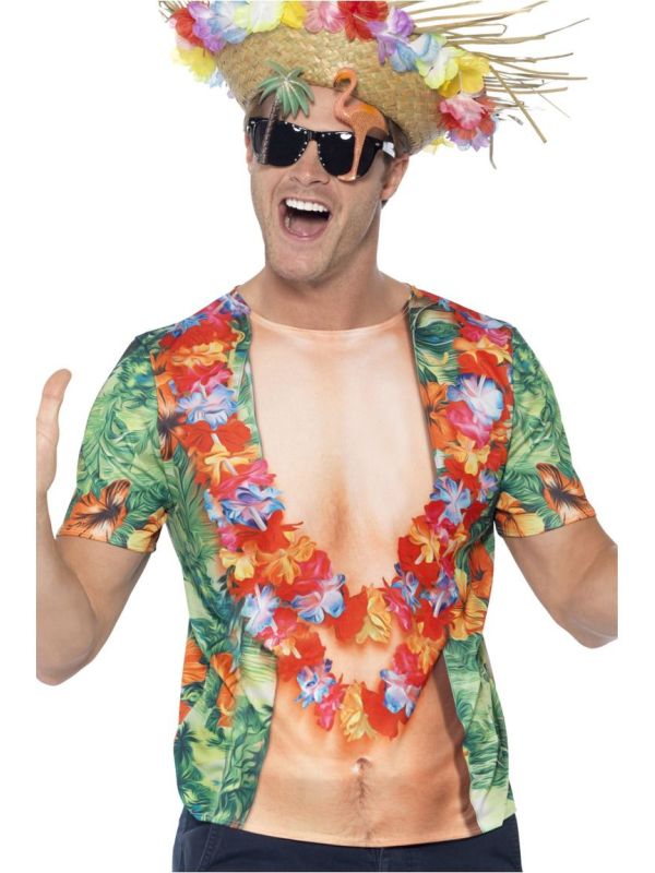 Blote borst tropisch hawaii t shirt main product photo
