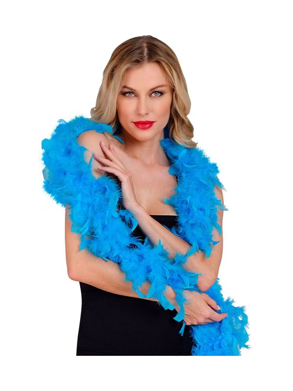 Boa azuurblauw luxe veren