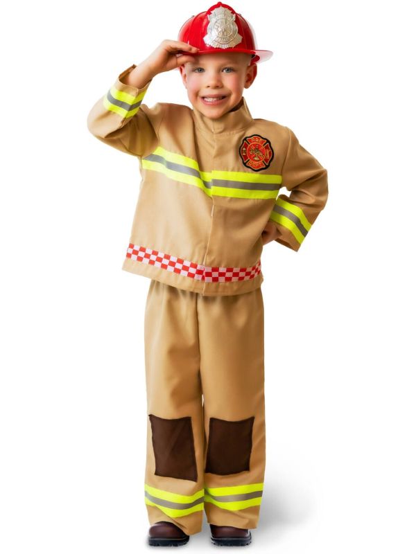 Brandweerpak Beige met Helm Kind