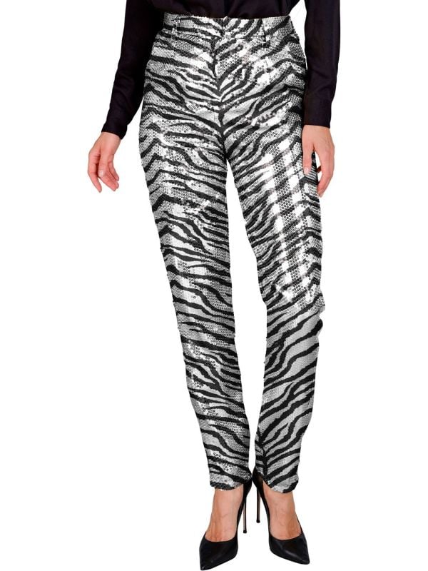 Broek zebraprint pailletten vrouwen