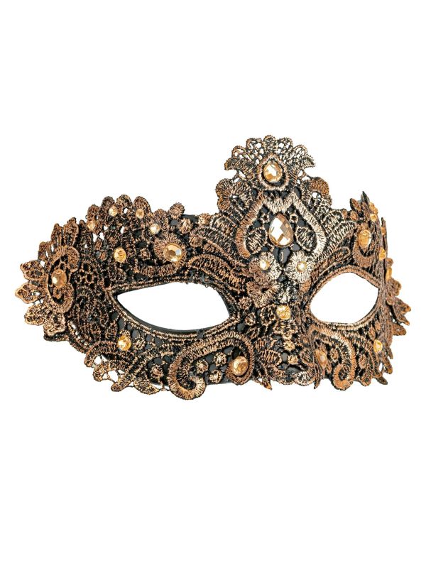 Bronzen Masquerade Oogmasker met Stenen