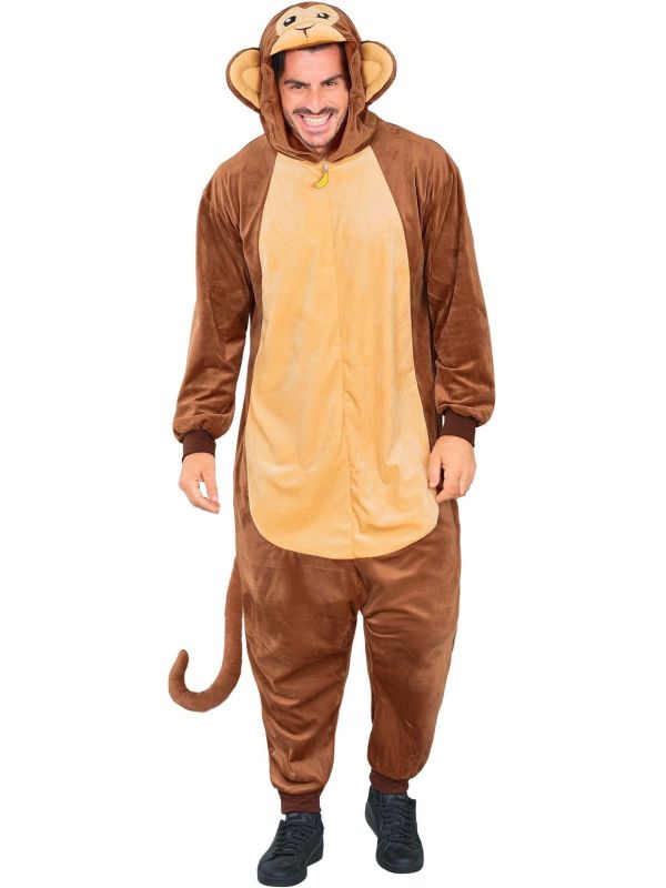 Bruine Aap Onesie Volwassenen