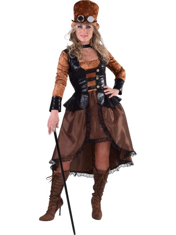 Bruine dames steampunk jurk main product photo
