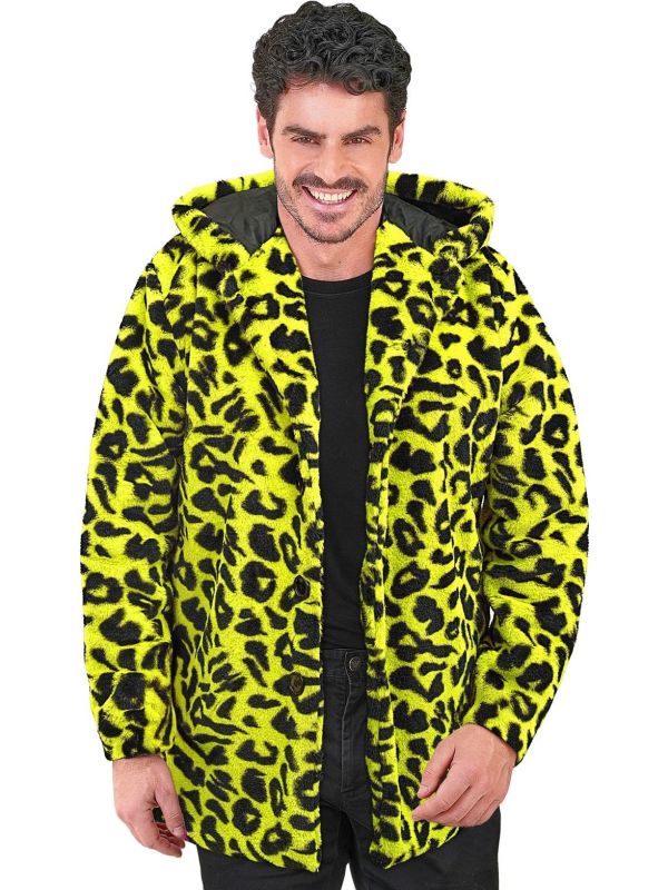 Carnaval Festival Bontjas Geel Panterprint Heren