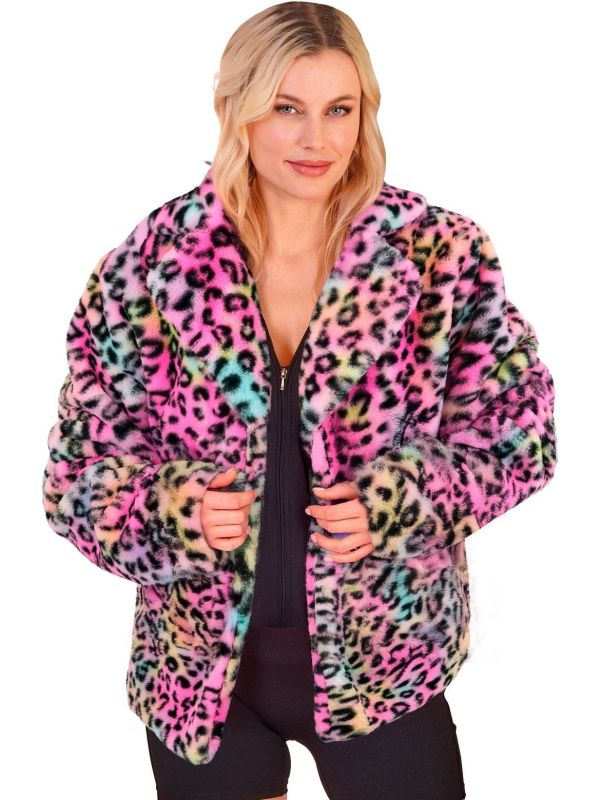 Carnaval Festival Bontjas Regenboog Panterprint Dames